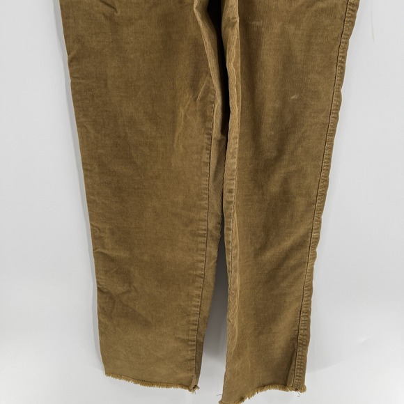 Aerie Werk‎ & Play Brown Corduroy Bib Overalls Size Medium Raw Frayed Hem Casual - Picture 4 of 10